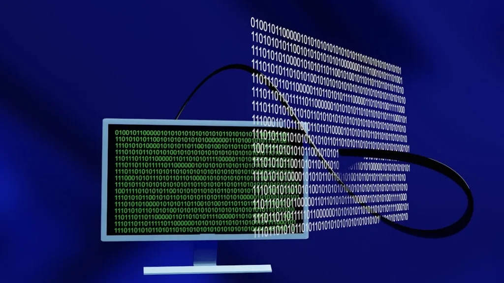 a computer monitor with a lot of code on it