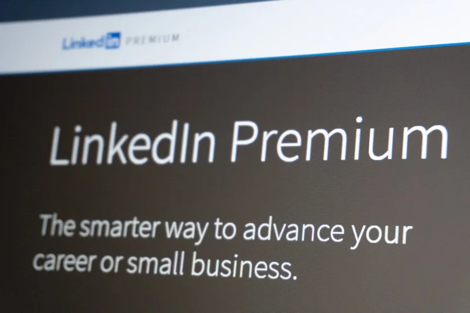 Linkedin premium website screen with tagline.