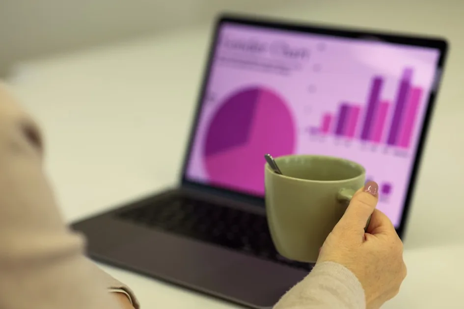SEO content strategy analytics dashboard showing organic traffic and keyword performance data.